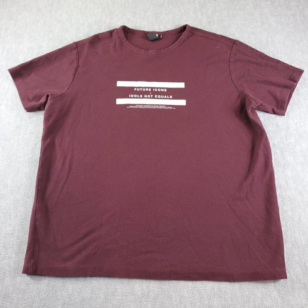 H&m Shirt Mens XL Burgundy Future Icon Idols Not Equal Tee